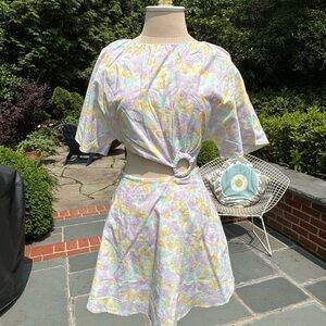 Sabo Skirt Yellow and Purple Mini Skater Dress Tie Front